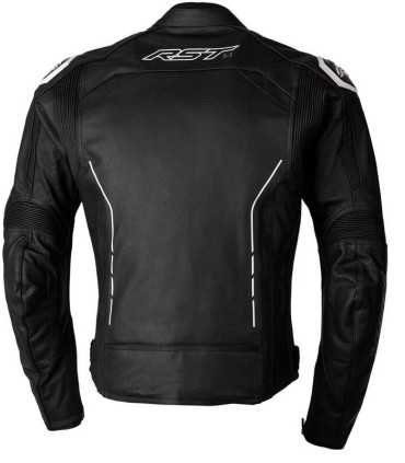 RST S1 leather motorcycle jacket black white