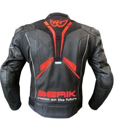 Giacca in pelle moto Berik 2.0 LJ rosso