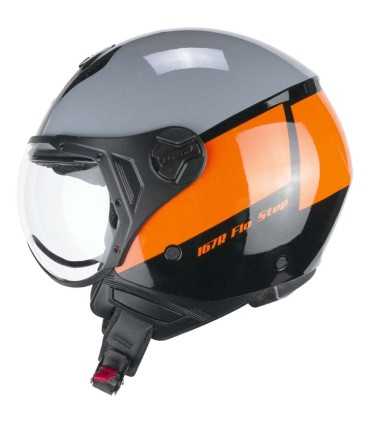 Casco jet CGM 167R Flo Step grigio arancio visiera corta