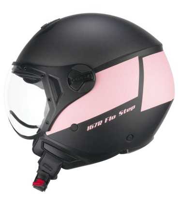 Casque jet CGM 167R Flo Step noir pink visiere court