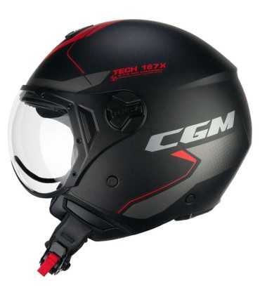 Casque jet CGM 167X Flo Tech noir matt visiere court