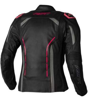 RST S1 motorcycle lady jacket leather black pink