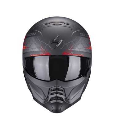 Casco Scorpion Exo Combat 2 Xenon nero opaco rosso