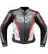 Giacca in pelle moto Berik LJ-181334C grigia rossa