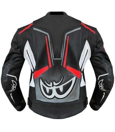 Giacca in pelle moto Berik LJ-181334C grigia rossa