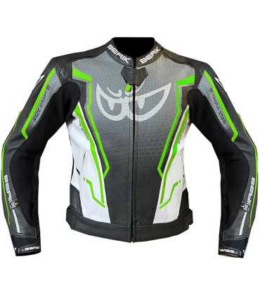 Giacca in pelle moto Berik LJ-181334C grigia verde