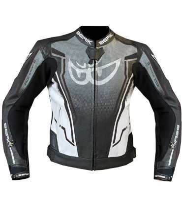 Giacca in pelle moto Berik LJ-181334C grigia nera