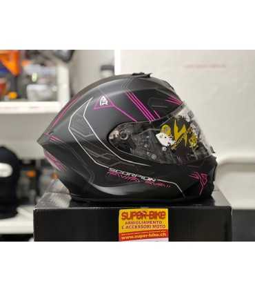 Motorrad helm Scorpion Exo 391 Spada schwarz pink matt