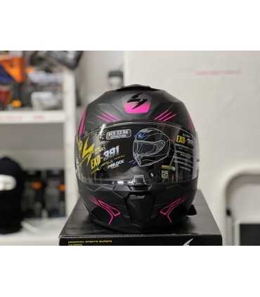 Casco moto Scorpion Exo 391 Spada nero rosa opaco