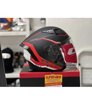 Casco jet Cgm 127G Deep Race nero rosso opaco