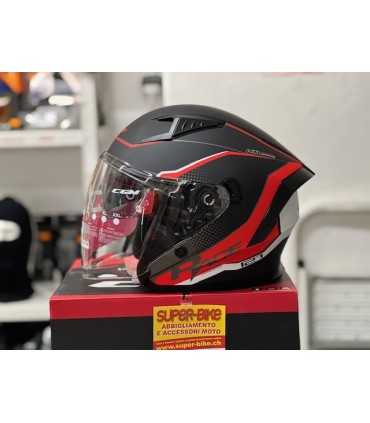 Casque jet Cgm 127G Deep Race noir rouge matt