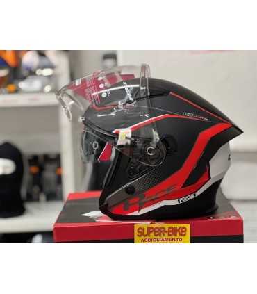 Casco jet Cgm 127G Deep Race nero rosso opaco