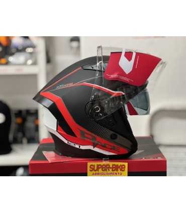 Casco jet Cgm 127G Deep Race nero rosso opaco