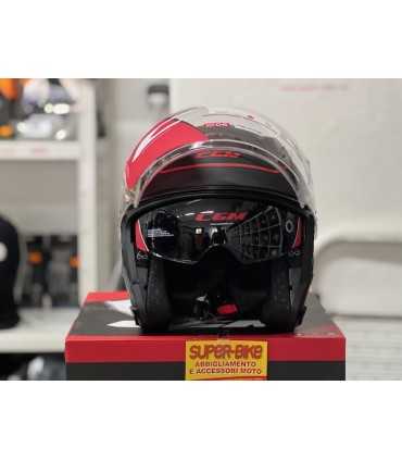 Casco jet Cgm 127G Deep Race nero rosso opaco