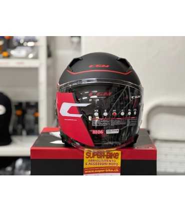 Casco jet Cgm 127G Deep Race nero rosso opaco