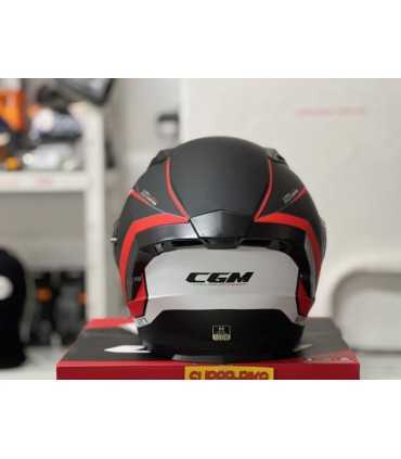 Casco jet Cgm 127G Deep Race nero rosso opaco