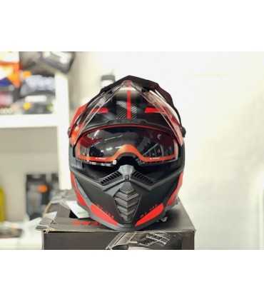 LS2 MX436 Pioneer Evo Adventurer nero opaco rosso