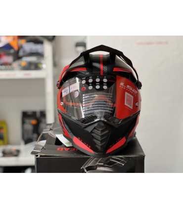 LS2 MX436 Pioneer Evo Adventurer noir rouge matt