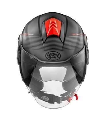 Casco Premier Jet Vintage grafica HE bianco e rosso