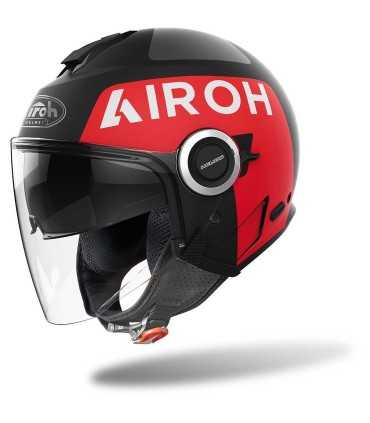 CASCO JET AIROH HELIOS UP nero opaco rosso