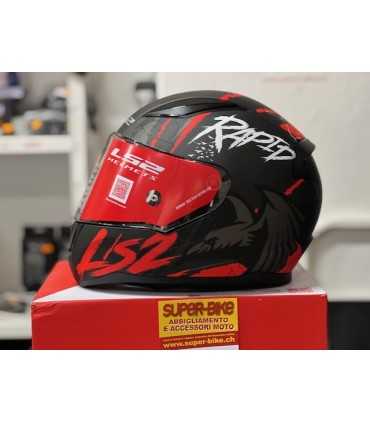 Casco LS2 FF353 Rapid Raven nero opaco rosso