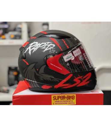 Casque LS2 FF353 Rapid Raven noir matt rouge