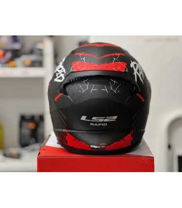 Casco LS2 FF353 Rapid Raven nero opaco rosso