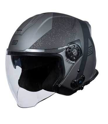 Casque Moto Jet avec Bluetooth Origine intégrée Palio Hyper 2.0 BT titan matt