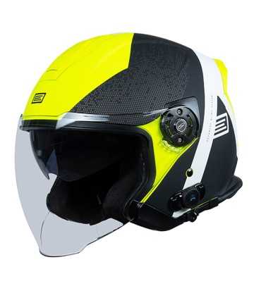 Moto Jet Helmet with Integrated Bluetooth Origin Palio Hyper 2.0 BT yellow matt