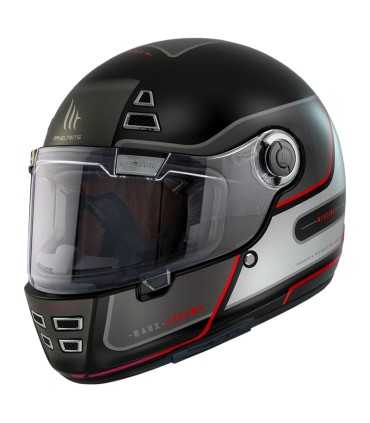 Casque retro MT Helmets Jarama Baux E15 rouge matt