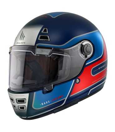 Casco retro MT Helmets Jarama Baux D7 blu rosso opaco