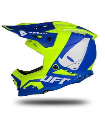 Casque cross UFO Echus bleu jaune