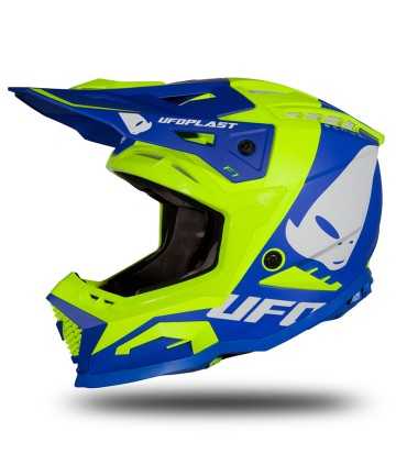 Casco cross UFO Echus blu giallo