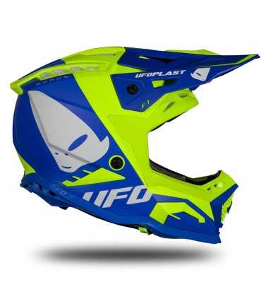 UFO Echus blue yellow cross helmet