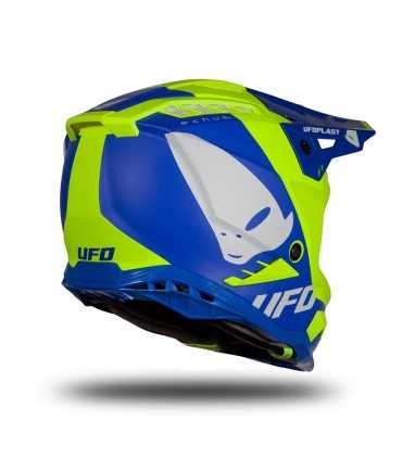 Casco cross UFO Echus blu giallo