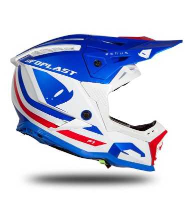 Casco cross UFO Echus bianco blu