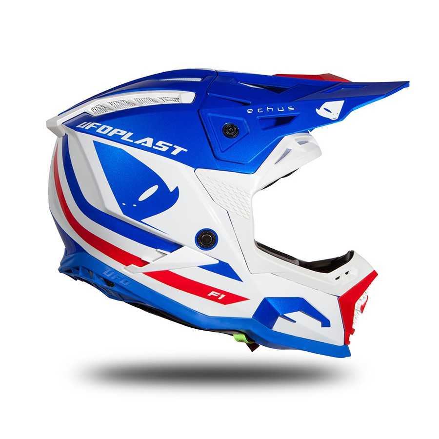 UFO Echus white blue cross helmet