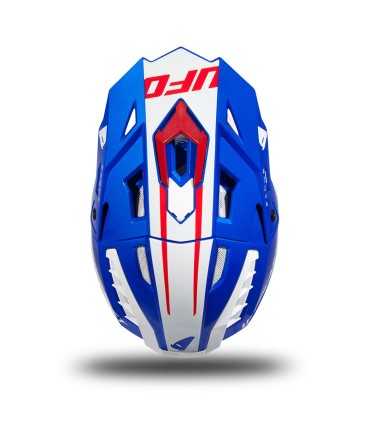 Casco cross UFO Echus bianco blu