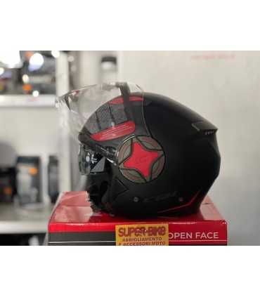 Casco jet Cgm ILLINOIS Sport nero rosso opaco