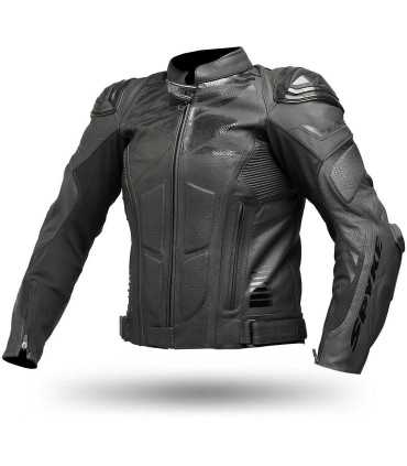 Veste moto en cuir Spyke Aragon Racing noir