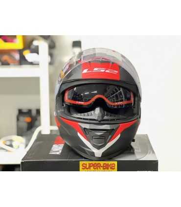 CASCO LS2 FF800 STORM NERVE NERO ROSSO OPACO