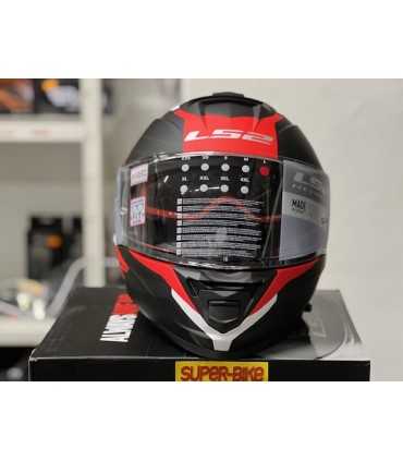 CASCO LS2 FF800 STORM NERVE NERO ROSSO OPACO