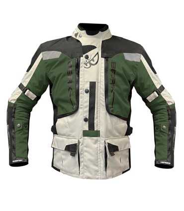 Veste moto touring Berik Adventure blanc vert