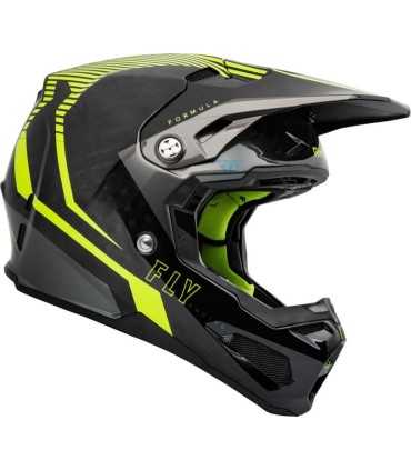 Motocross Fly Racing Formula carbon yellow fluo matt helmet