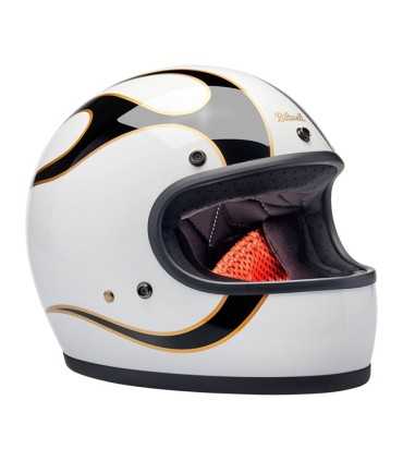 Casco Gringo Biltwell Flames bianco