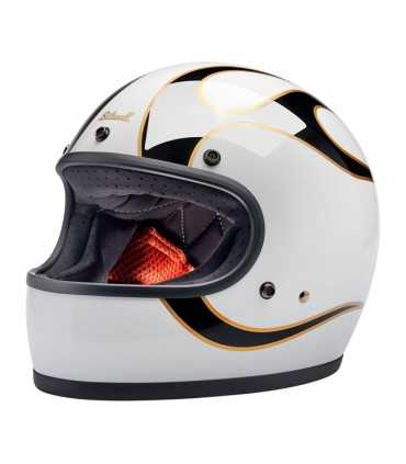 Casque Gringo Biltwell Flames blanc