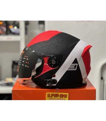 Casque Moto Jet avec Bluetooth Origine intégrée Palio Hyper 2.0 BT rouge matt