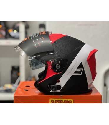 Casque Moto Jet avec Bluetooth Origine intégrée Palio Hyper 2.0 BT rouge matt