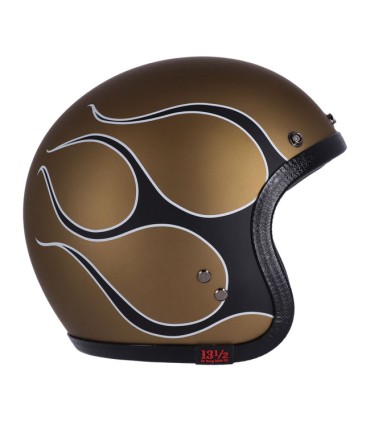 Jet helm 13 1/2 Skull Bucket FLAMES matt GOLD