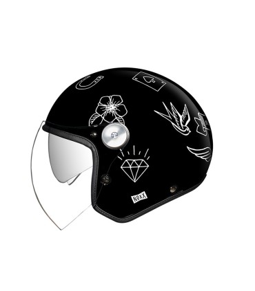 Casque jet Nexx X.G30 Tattoo noir blanc